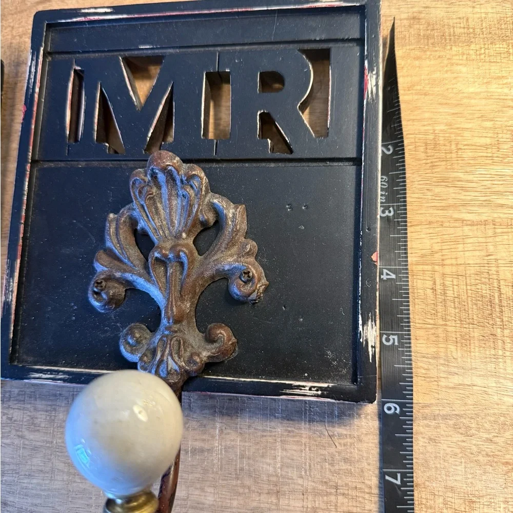 Vintage Mrs. & Mr. Black Wall Hooks